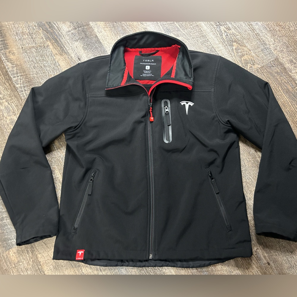 Tesla Motors Logo Employee Corporate Soft Shell Zip Black Jacket Womens Large